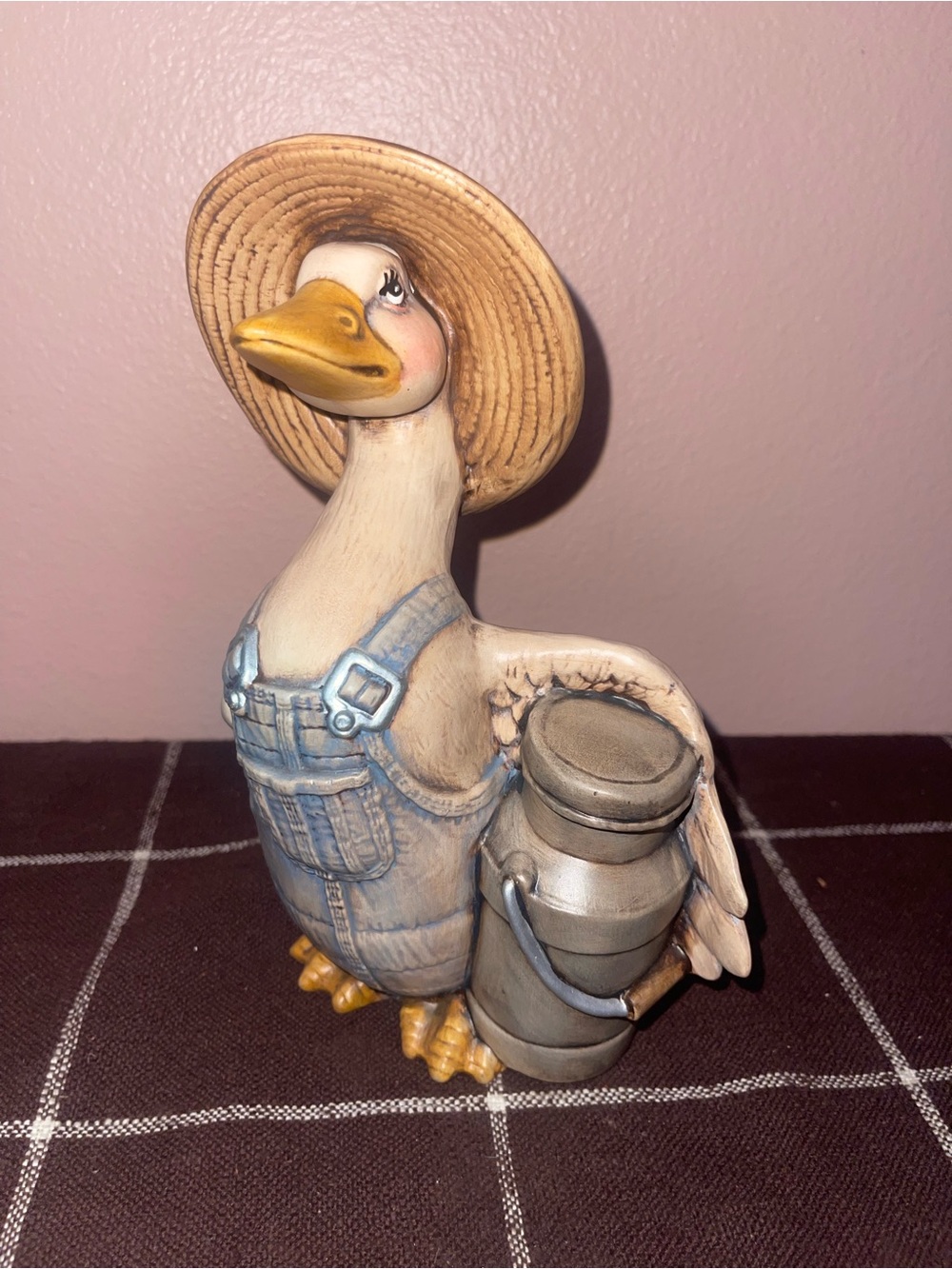 Farmer Goose / Duck With Hat Overalls 1984 Sittre Ceramics Holding Can